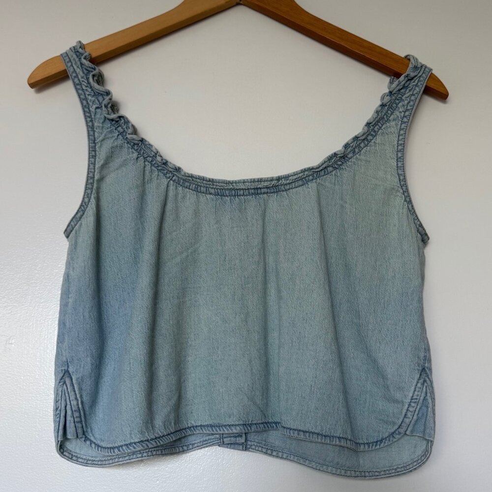 Madewell Denim Ruffled U-Neck Crop Top - Picture 7 of 8